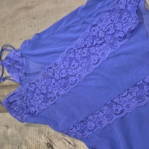 Frederick's Of Hollywood Lace Trim Purple Chemise Slip Dress Y2k Purple S